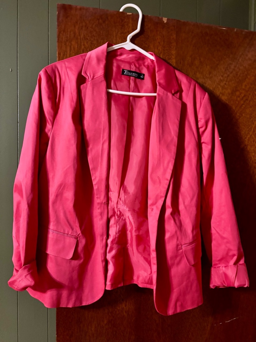 New York & Company Hot Pink Open-Front Blazer